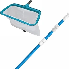 POOLWHALE Pool Skimmer Rake Fine Mesh Net with 12FT Telescopic Aliminum Pool... 