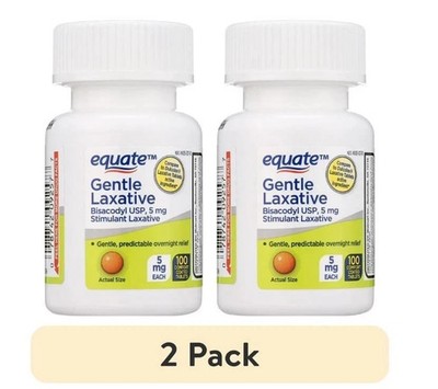 (2 Pack) Equate Bisacodyl Gentle Laxative Tablets for Adult Constipation, 100 Ct