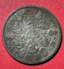 1928 British King George V SILVER Sixpence! VG! Old British Coin!