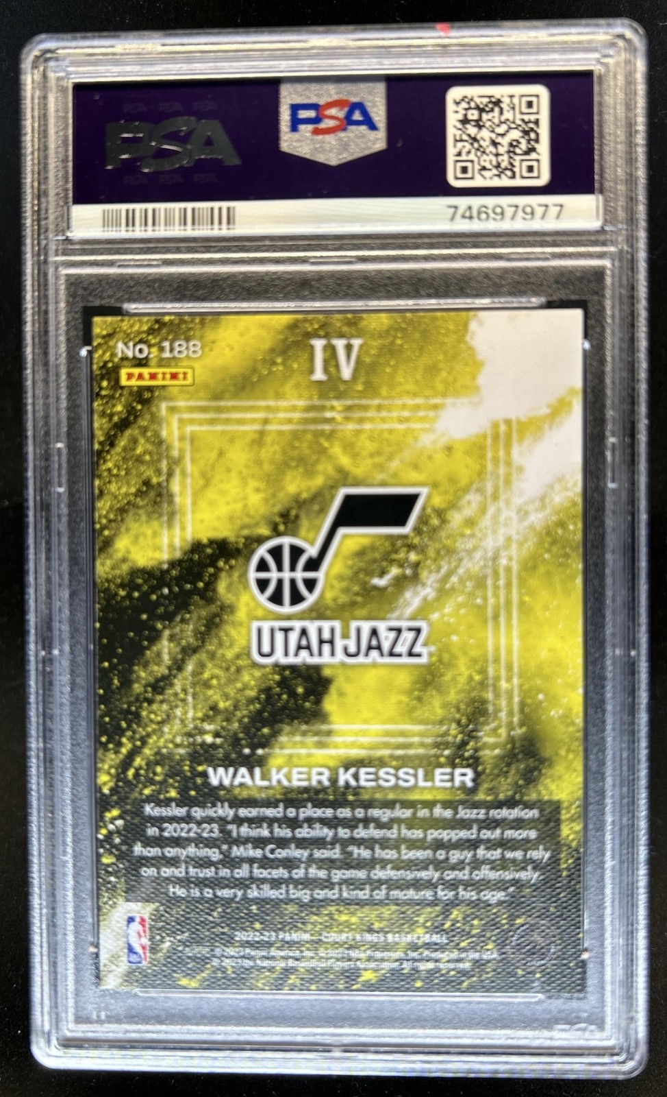 2022-23 Panini Court Kings Walker Kessler RC Rookie Tier Four #188 Jazz PSA 10 view 2