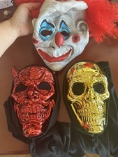 3 Adult Scary Red Hair Halloween Costume Clown Mask Demented Clown Mask Creepy