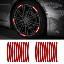 20PCS Reflective Car Wheel Decorative Stripe Stickers, Night Safety Warning Red