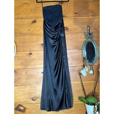 NWT Lulus Mella Black Mixed Media Strapless Maxi Dress Bridesmaid Banquet Sz XS