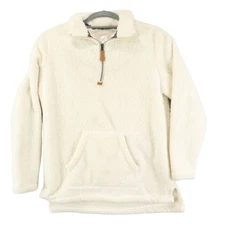 Top It Off Women's 1/4 Zip Fleece Pullover Sweatshirt Size Small 4-6 Cream Soft