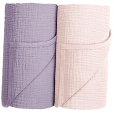 Muslin Swaddle Blanket Baby,100 Cotton Baby Receiving Blanket Pink Purple