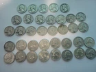 Lot Of 36 90% Silver 1939 - 1964 Washington Quarters