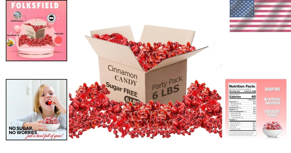 Caramelo duro de canela sin azúcar - Paquete económico de 6 lb, perfecto para picar en cualquier momento Foto 2 de 4