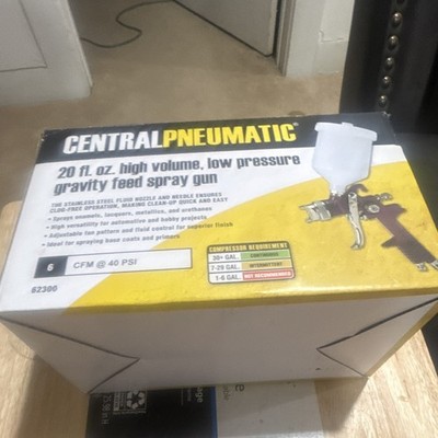 Central Pneumatic 20 fl oz High Volume Low Pressure Gravity Feed Spray Gun New