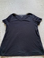 Talbots Women Short Sleeve V-Neck T-Shirt Black Size X