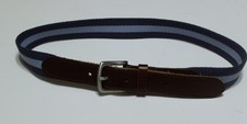 Men Boys VINEYARD VINES Belt 30" Blue Stripe Print Brown Leather