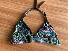 Tropical escape purple, turquoise and green paisley print bikini top Size 14