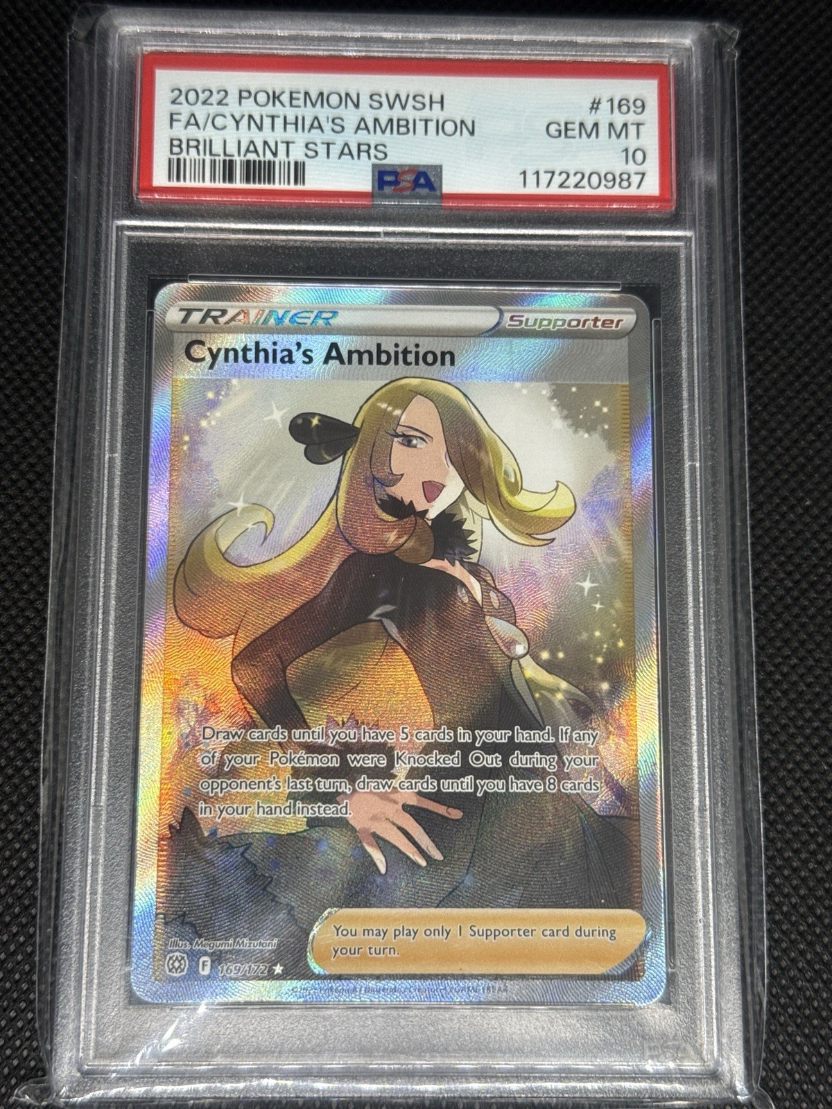 Pokémon TCG Cynthia's Ambition Trainer Rare 169/172 Brilliant Stars PSA 10