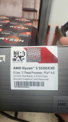 新品　AMD Ryzen 5 5500X3D 動作保証 New AMD Ryzen 5 5500X3D 99MB Cache AM4 Interface 6-Core 12 Thread