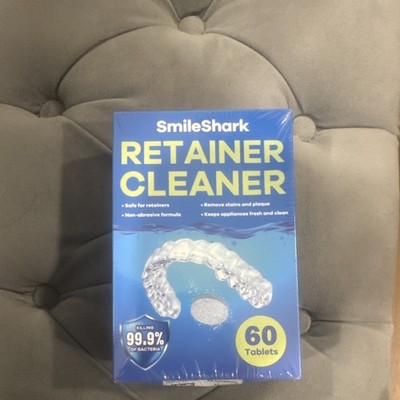 SmileShark Denture Cleanser Tablets 60 Count Stain Removal Antibacterial Mint