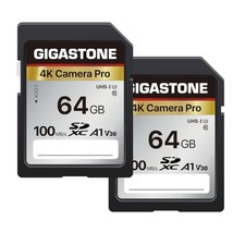 GIGASTONE 64GB SD Cards Set of 2 for 4K Camera Pro SDXC UHS-I A1 V30 U3 C10