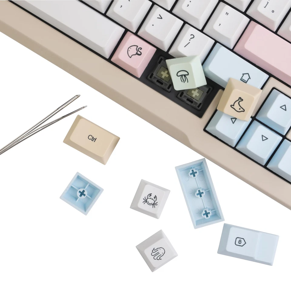 139 Keys Chalk Keycaps Dye Sub Korean Keycaps for Mechanical Keyboard White P... - Image 3 of 4