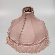 Vintage Victorian Pink Fringed Boudoir Lamp Shade 13" Diameter