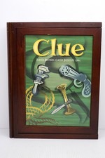 Clue Vintage Game Collection 2005 Parker Brothers Wooden Bookshelf Complete