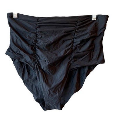 Becca By Rebecca Virtue Black High Waist Ruched Swim Bottoms Size XXL