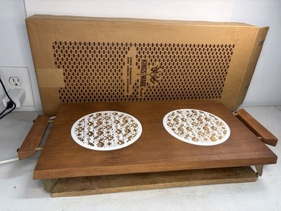 Vintage Kings Ware Electric Warming Tray New In Box Wooden Tray Tested! Rare!