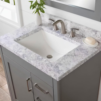 HDC 31'' W x 22'' D Cultured Marble White Rectangular Sink Vanity Top in Everest