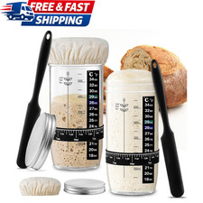 Glass Sourdough Starter Jar 2 Pack, 24 oz Wide Mouth Organic Sourdough Starte...