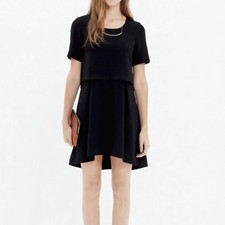 Madewell Folio Little black dress Short Sleeve Pleat Lined Size 10 Short