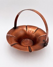Vintage Solid Copper Handled Basket Bowl MCM Rustic Decor Made in USA 6โ