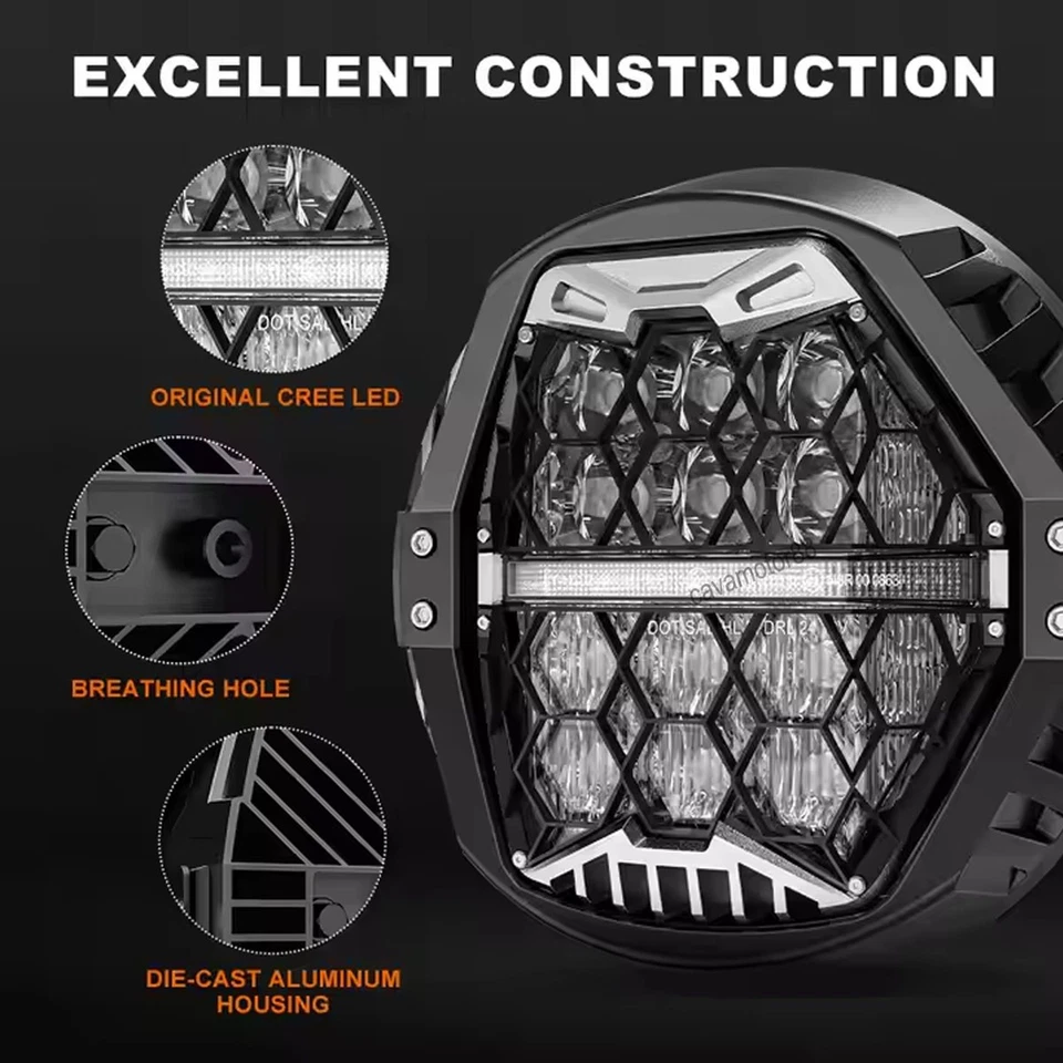 Upgrade 7" LED White DRL Headlight for Harley Street Glide ST 2006-23 Road King - Image 3 of 4