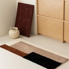 3.6 Ft Maillard Waffle Small Bath Runner Rug Soft Microfiber Striped Accent