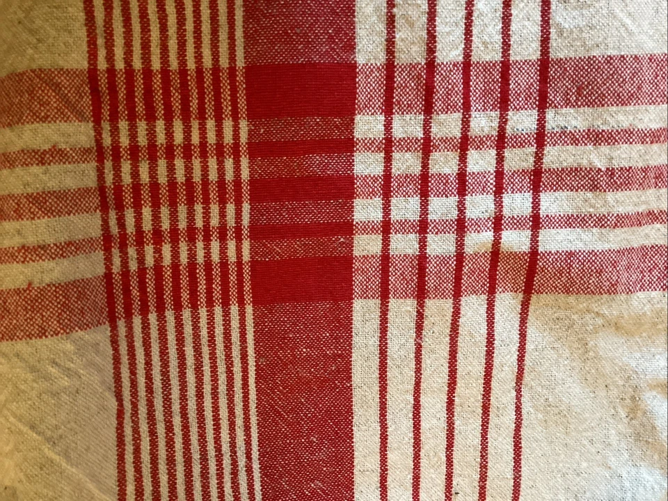 White Pine 55% Cotton 45% Linen Tablecloth Red/Ivory Stripe Rectangle  94” X 54” - Image 4 of 4