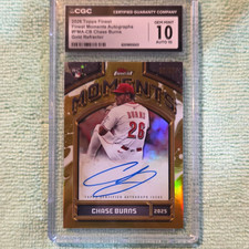 2026 Topps Finest Chase Burns Auto Gold Refractor /50 FMA-CB CGC 10