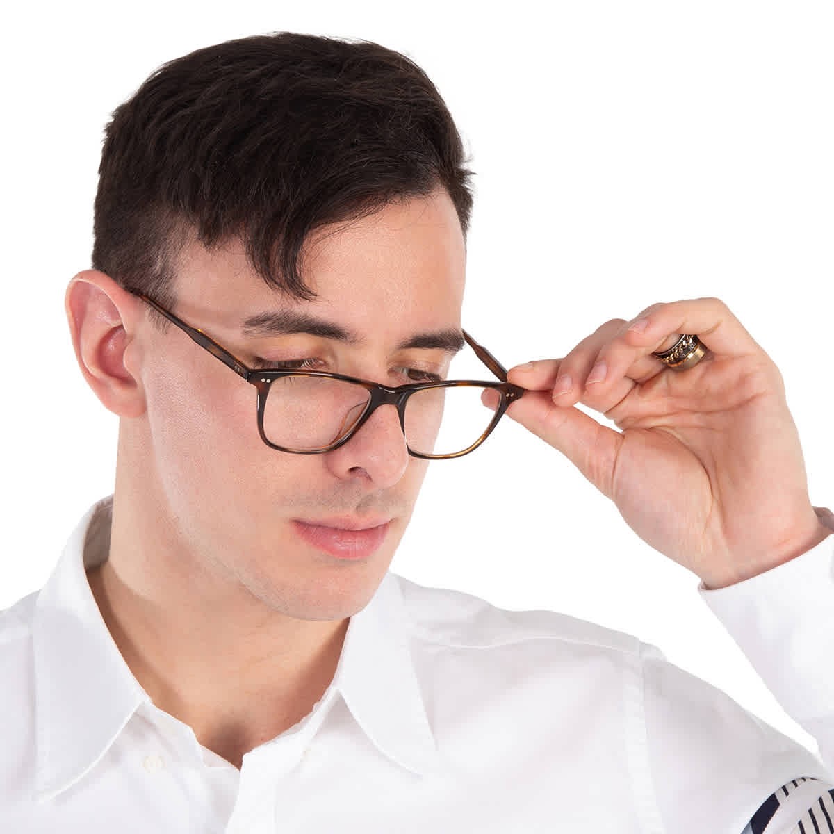 Garrett Leight HAYES Demo Square Eyeglasses 1141 SPBRNSH 50 1141 SPBRNSH 50