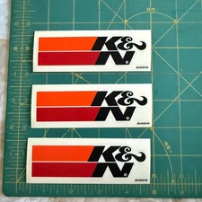 Set of Three K&N Intake Air Filters Vinyl Decals Bumper Stickers Black Logo KN