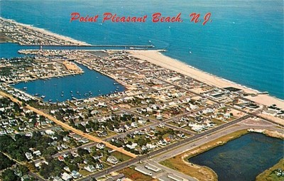 Vintage Point Pleasant Beach NJ Aerial View Postcard Parco Parlin Color