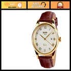 Men's Quartz Wristwatch - Roman Numerals, Leather Band, Water Resistant, Casual
