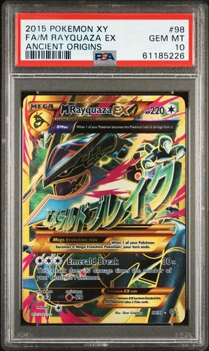 2015 POKEMON XY ANCIENT ORIGINS #98 FULL ART/M RAYQUAZA EX PSA 10