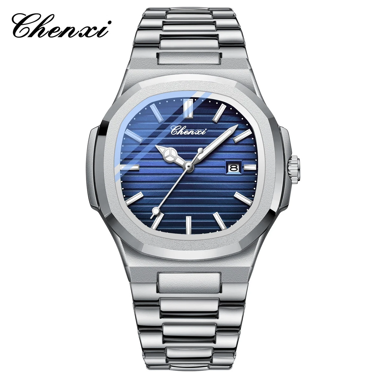 CHENXI Men's Luminous Waterproof Calendar Business Stainless Steel