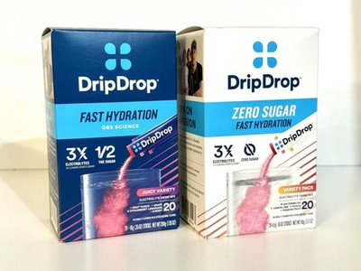 2 PACK - DripDrop Hydration Electrolyte Drink Mix, Variety Pack 40 total. 
