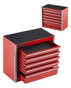 VEVOR Tool Box 218.4 mm Portable Metal Tool Box 5 Drawers Tool Organizer Red