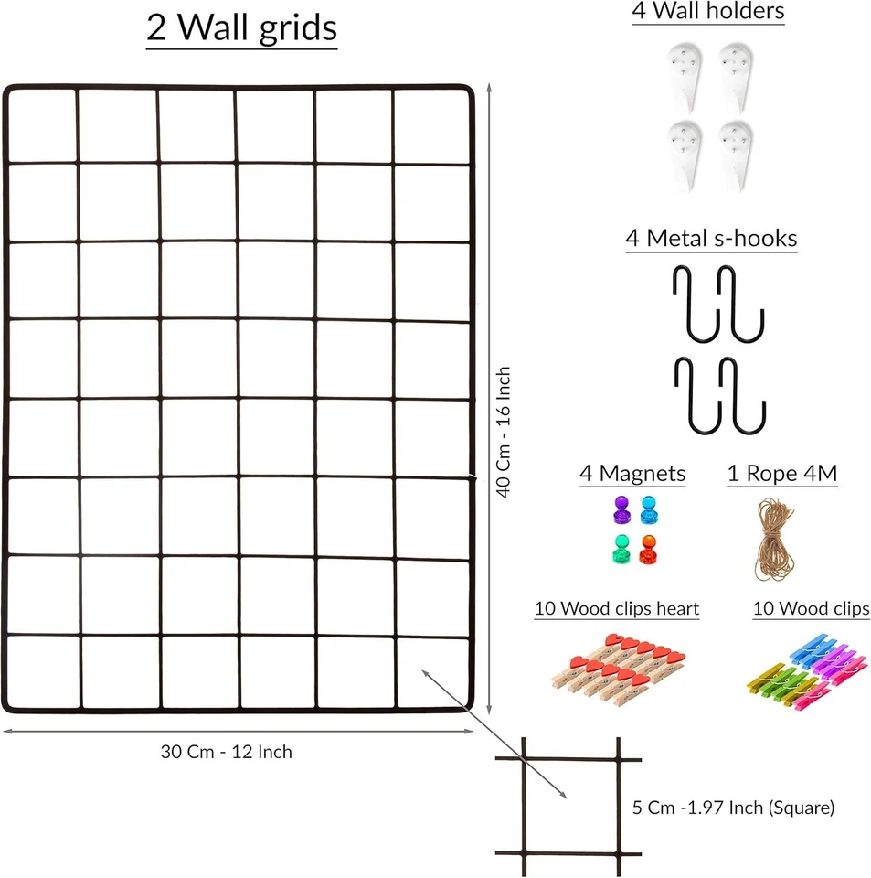 磁性照片显示网格面板 – 多功能 2 件装适用于家庭和办公室 — 第 4/4 张图片