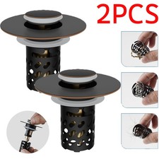 2-Pack Sink Stopper Hair Catcher Bathroom Pop Up Sink Drain Strainer Filter Plug