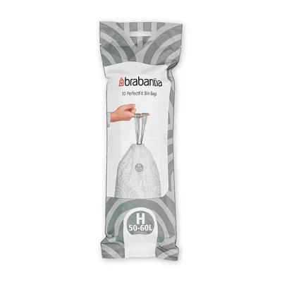 Brabantia PerfectFit Bin Liners Size H 50-60L Strong White Bags Drawstring 20pk