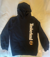 Timberland Hoodie Boys 10 Black Vertical Logo White Text NWT New With Tags
