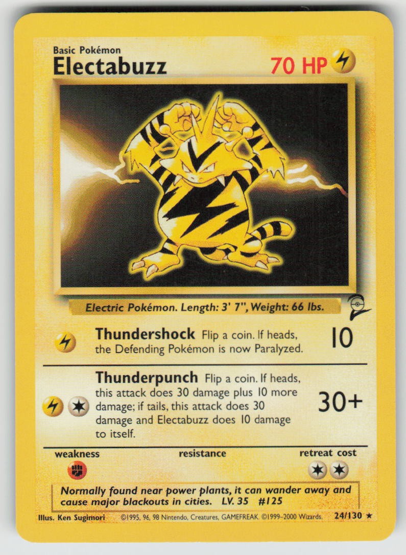Electabuzz 24/130 Rare Base Set 2 Pokemon Heavily Played