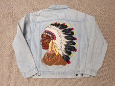 Vintage 80's 90s Today's News Denim Indian Patch Retro Jacket L Southwestern