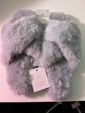 Lauren Conrad Faux Fur X Cross Slippers New With Tags XL 9-10 Gray