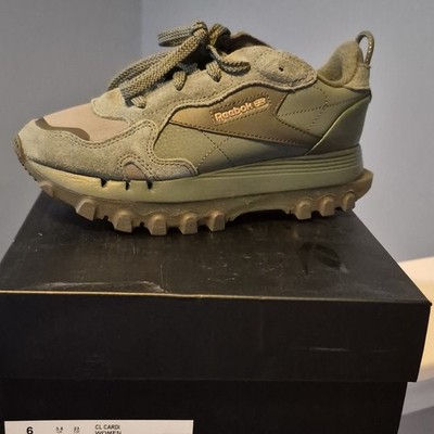Reebok CL Cardy Beige/Green Suede Low Top Lace Up Athletic Sneaker Men