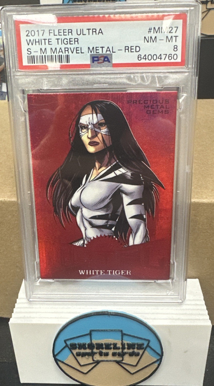 2017 Fleer Ultra White Tiger S-M Marvel Metal-Red PSA 8 PMG /99