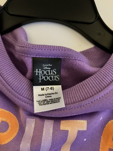 NWT Disney Hocus Pocus Girls Fleece Sweatshirt with Glitter Sz M 7/8 - Picture 3 of 3